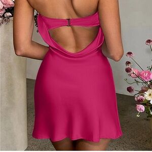 Satin Pink Mini Dress Size XS